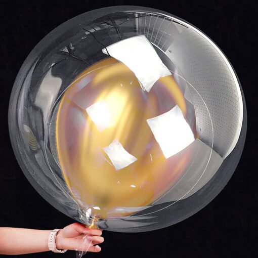 Transparent Bobo Balloons Combo for Birthday/Wedding/Anniversary/Indoor Outdoor Gold latex Balloon Decoration,Family Reunion/Party Supplies Items (Pack of 11pcs) - Image 6