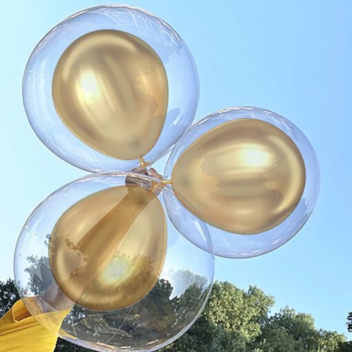 Transparent Bobo Balloons Combo for Birthday/Wedding/Anniversary/Indoor Outdoor Gold latex Balloon Decoration,Family Reunion/Party Supplies Items (Pack of 11pcs) - Image 7