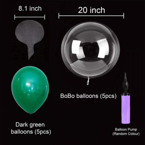 Transparent Bobo Balloons Combo for Birthday/Wedding/Anniversary/Indoor Outdoor Dark Green latex Balloon Decoration,Family Reunion/Party Supplies Items (Pack of 11pcs) - Image 2