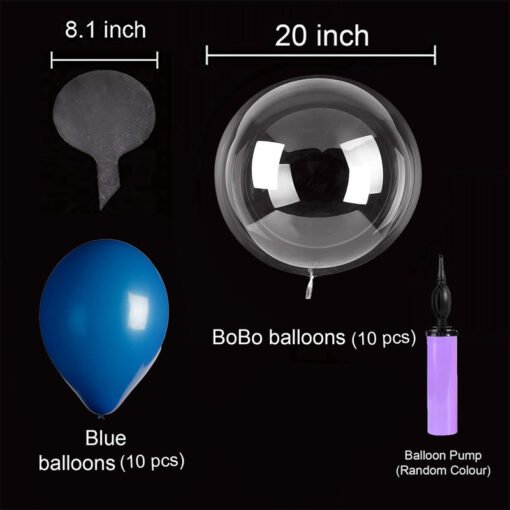 Transparent Polyvinyl Chloride Bobo Balloons Combo for Birthday/Wedding/Anniversary/Indoor Outdoor Blue latex Balloon Decoration,Family Reunion/Party Supplies Items (Pack of 21pcs) - Image 2