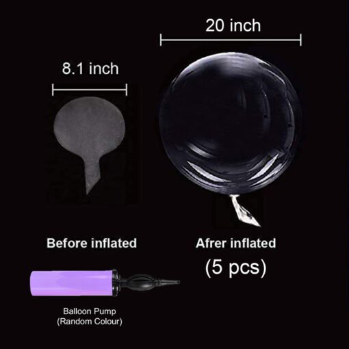 Transparent Bobo With Pump Balloons for Birthday/Wedding/Anniversary/Indoor Outdoor/Decoration,Family Reunion/Party Supplies Item/Party Props (Pack of 6pcs) - Image 2