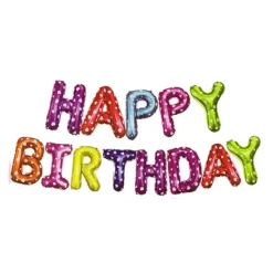 Happy Birthday Letter Balloons Set Multicolour - Pack of 13