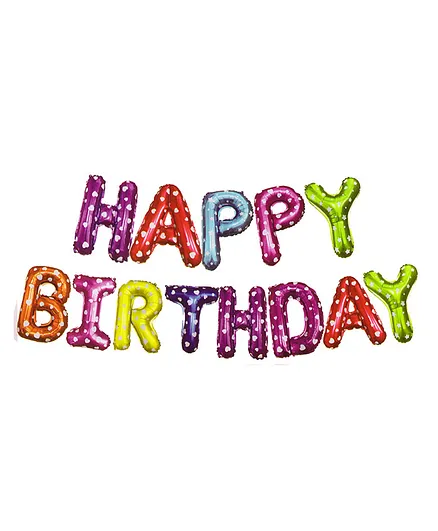 Happy Birthday Letter Balloons Set Multicolour - Pack of 13