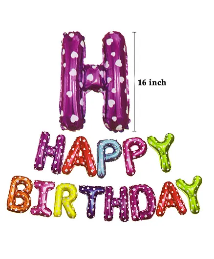 Happy Birthday Letter Balloons Set Multicolour - Pack of 13 - Image 2