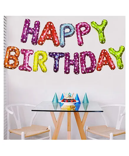 Happy Birthday Letter Balloons Set Multicolour - Pack of 13 - Image 4