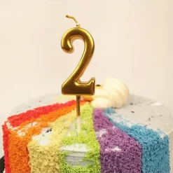 Numerical Cake Topper Candle Number 2 - Golden
