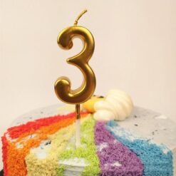 Numerical Cake Topper Candle Number 3 - Golden