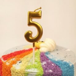 Numerical Cake Topper Candle Number 5 - Golden
