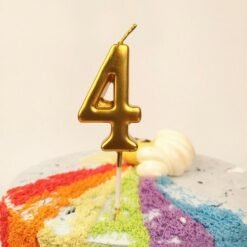 Numerical Cake Topper Candle Number 4 - Golden