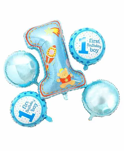 Birthday Boy Polka Foil Balloons Blue - Pack of 5