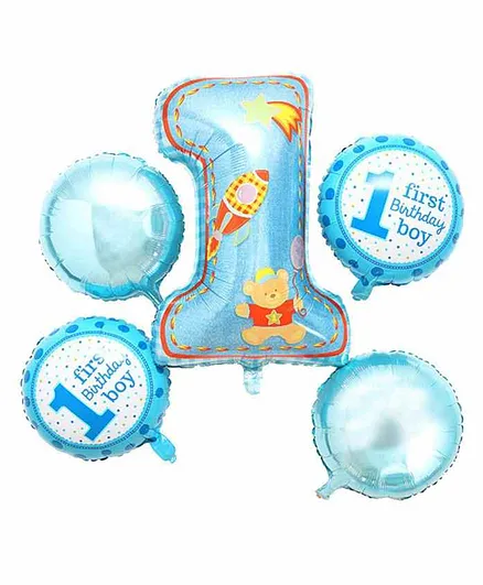 Birthday Boy Polka Foil Balloons Blue - Pack of 5 - Image 2