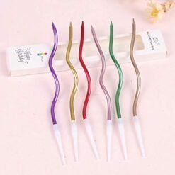 Metallic Twisted Candle Multicolor- Pack of 6