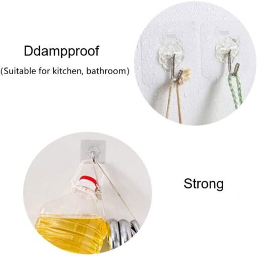 PVC Wall Hooks, Pack of 15, Transparent - Image 4