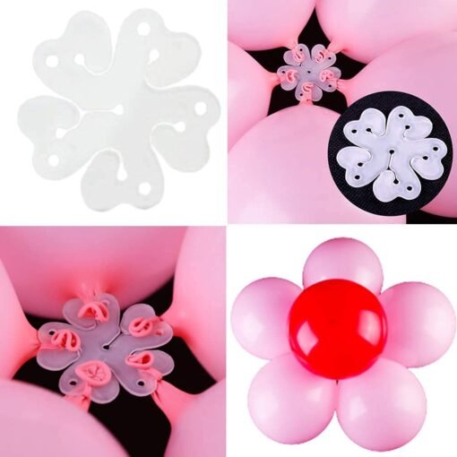 Reusable Flower Shape Balloon Clips Holders Sticker for Kids Birthday Shower Decorations Wedding Party Supplies (WHITE-25) - Image 5
