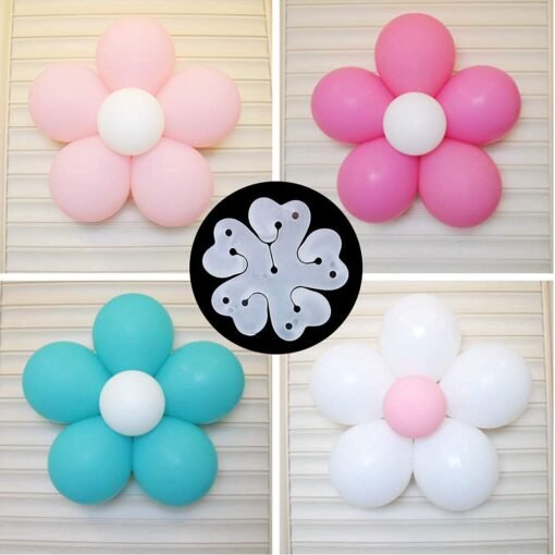 Reusable Flower Shape Balloon Clips Holders Sticker for Kids Birthday Shower Decorations Wedding Party Supplies (WHITE-25) - Image 2