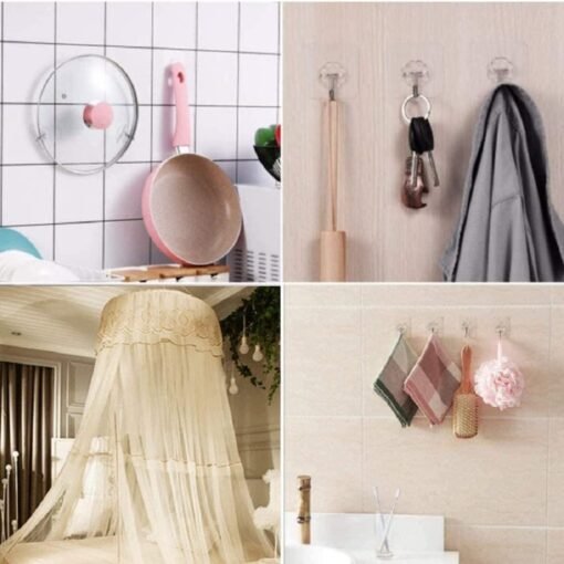 PVC Wall Hooks, Pack of 15, Transparent - Image 3