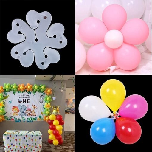  Reusable Flower Shape Balloon Clips Holders Sticker for Kids Birthday Shower Decorations Wedding Party Supplies (WHITE-15) - Image 5