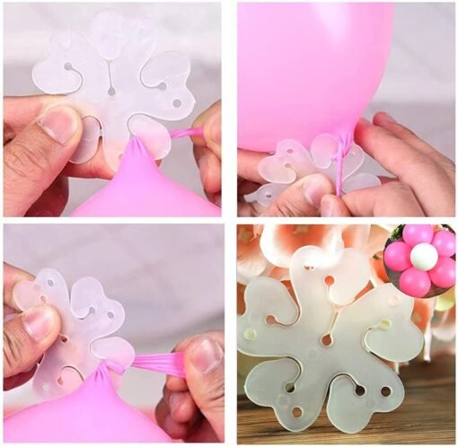 Reusable Flower Shape Balloon Clips Holders Sticker for Kids Birthday Shower Decorations Wedding Party Supplies (WHITE-25) - Image 4