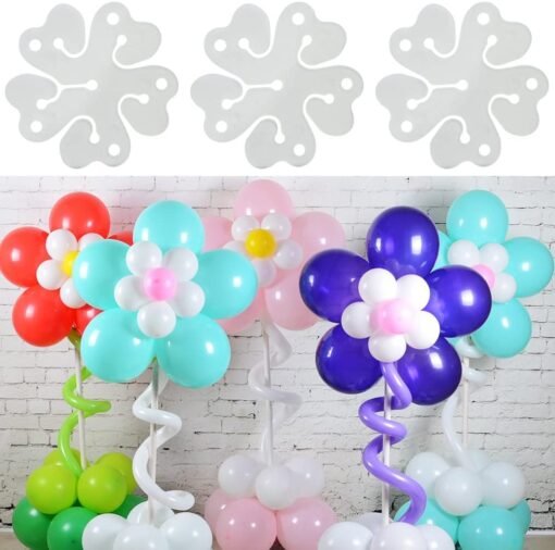Reusable Flower Shape Balloon Clips Holders Sticker for Kids Birthday Shower Decorations Wedding Party Supplies (WHITE-25)