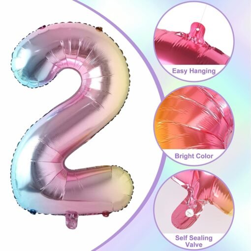 Unicorn Theme 2nd Birthday Decorations Kit for Kids, Girls Birthday Parties Decorations Set of 7 Pcs Unicorn Happy Birthday Decorations for 2 Year Girls - Image 4