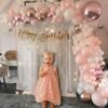 Pink Theme Birthday Decoration items kit for girls Pink with Net Pack of -64