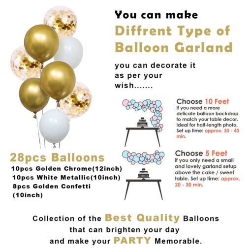 Golden Birthday Decoration Items - 36Pcs Happy Birthday Decoration Kit With Golden Balloons & Artificial Leaves | Golden Confetti Balloons for Birthday | Happy Birthday Banner (Cardstock) - Image 4