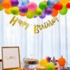 Theme Happy Birthday Decoration Items for Kids Party Decor with Multicolor Balloons and Gold Cursive HBD Banner- Set of 43 items