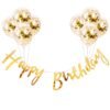 Happy Birthday Banner With Golden Confetti Balloons For Decoration - 9 Items Combo Set for Husband Wife Birthday Decorations Items/Golden balloons for birthday Theme parties