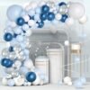  Frozen Theme Birthday Decoration - Huge 85 Pcs Combo | Elsa Theme Birthday Decorations | Blue and White Balloons for Decoration | First Birthday Decoration Items for Boys, Girls