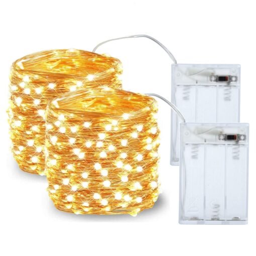 2 Pack LED String Light, Mini Battery Operated/Powered String Light with Copper Wire Decoration for Bedroom Christmas Wedding Party,3AA Battery Opearted (Warm White)