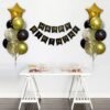  Gold and Black Theme Birthday Decoration Items Kit with Stars and Confetti Balloons, ideally Decorations for Boys, Men, Husband -Set of 27 Item