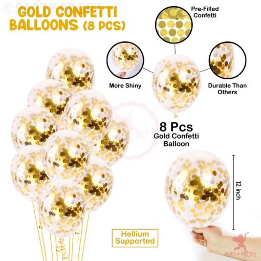 Happy Birthday Banner With Golden Confetti Balloons For Decoration - 9 Items Combo Set for Husband Wife Birthday Decorations Items/Golden balloons for birthday Theme parties - Image 4