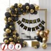 Black And Gold Balloons for Birthday Decoration- Set of 69 Pcs | Happy Birthday Banner(cardstock) | Black And Golden Birthday Decorations | Black And Golden Balloons, Chrome Balloons