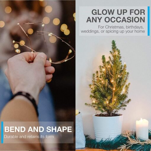 2 Pack LED String Light, Mini Battery Operated/Powered String Light with Copper Wire Decoration for Bedroom Christmas Wedding Party,3AA Battery Opearted (Warm White) - Image 4