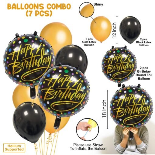 Happy Birthday Foil Balloon Party Decoration Combo For Adult, Friends, Husband, Boy friend, Wife (Multicolour) - 7 Pcs - Image 2