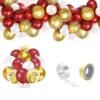  Red white golden metallic party balloons for decoration with confetti balloons for birthday decoration , wedding anniversary , bride to be decoration combo set with balloon garland strip-46 items