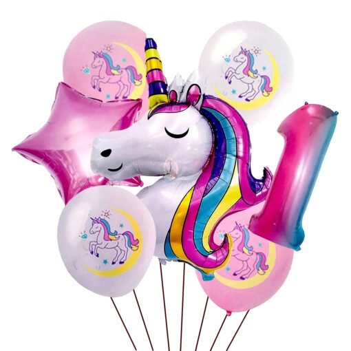 Unicorn Theme 1st Birthday Decorations Kit Set of 7 Pcs Unicorn First Birthday Decorations for Girls, 1 Year Birthday Decoration Items