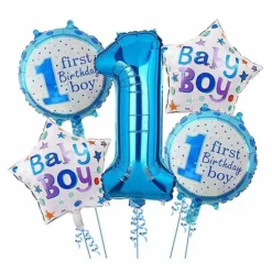Boy 1st Birthday Themed Balloons Blue - Pack of 5