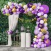 Purple , White & Gold butterfly theme happy birthday DIY kit with White tulle net cloth for decoration- 83 pcs with Gold Cursive HBD banner, birthday decorations for girls