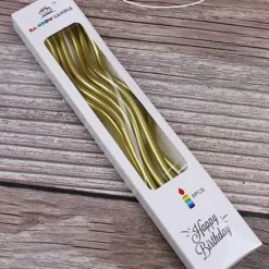 Metallic Twisted Candle Golden - Pack of 6