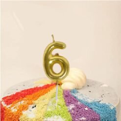 Numerical Cake Topper Candle Number 6 - Golden
