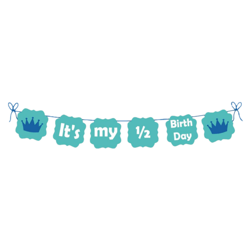 6 month It's My Half Birthday decoration for Baby boy light blue Pack of -1