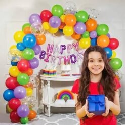 Rainbow Theme Birthday decoration items kit for girls and Boys yellow, purple, green, orange, red and blue Pack of -68