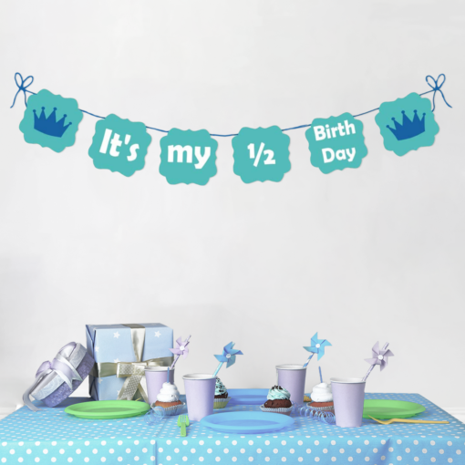 6 month It's My Half Birthday decoration for Baby boy light blue Pack of -1 - Image 2