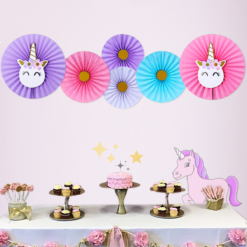 Unicorn Paper Fans wall decoration item pack of 8pcs Multicolor  Pack of -8