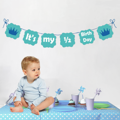 6 month It's My Half Birthday decoration for Baby boy light blue Pack of -1 - Image 4