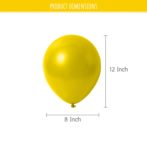 Yellow Metallic balloons for Party decoration-100pcs Yellow Pack of -100 - Image 4