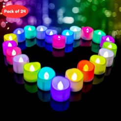 Flameless & Smokeless Led Tealight Candles Flickering Led Lights Diya Electric Tea Candles For Diwali, Festival, Home Decoration (Multicolor, Pack of 24)