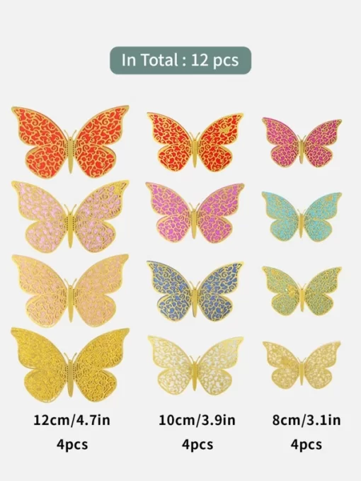 Multicolor 3D Butterfly for Decoration items for Wall Sticker Multicolor  Pack of -12 - Image 2