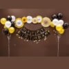 Black and gold theme birthday decoration items with paper fans Gold, white and Black Pack of -40
